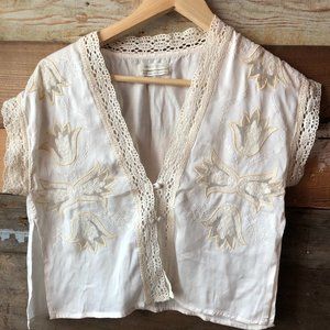 UO Embroidered Crop Blouse